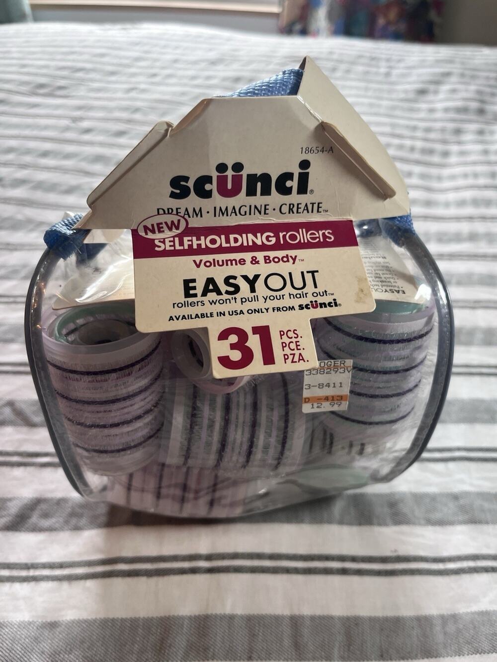 Scunci Styling Self-Holding Rollers 31 Curlers 5 Assorted Sizes Zip Case Vintage